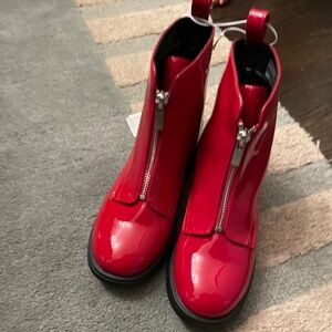 Girls Red Patent Leather Boots